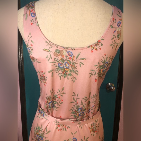 Vintage Baby Pink Floral Sleeveless Belted DressSize S/M - Picture 3 of 16